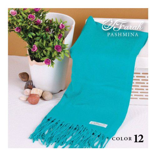 [CLBW-600074] Elegant 170 cm Pashmina Scarf Hijab Shawl with Fringe - Timeless Style and Warmth - Ball Blue