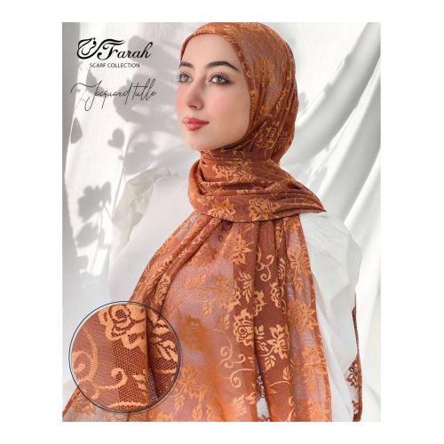 [CLBW-600202] Jacquard Tulle 170 cm Hijab Scarf - Elegant Versatility for Every Occasion - Havan