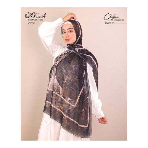 [CLBW-600487] Elegant Chiffon Hijab Scarf - Exquisite 180cm Printed Headscarf - Style-124