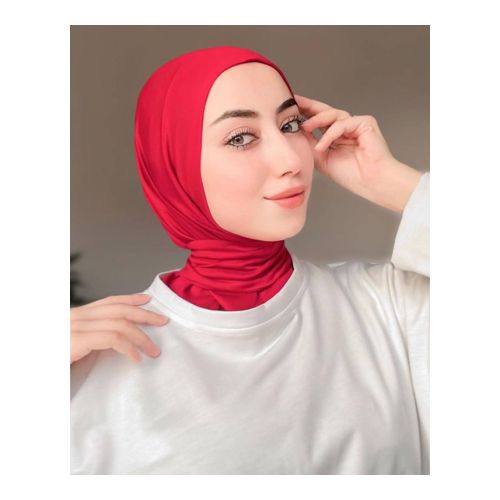 [CLBW-600644] Elegant Kuwaiti Bandana Hijab Turban: Premium Cotton in Stunning Solid Colors with Rust-Free Capsules - Red