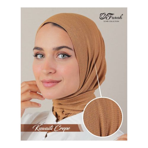 [CLBW-600707] Kuwaiti Bandana Hijab Turban: Cotton Crepe Elegance with Rust-Free Capsules - Clay Brown