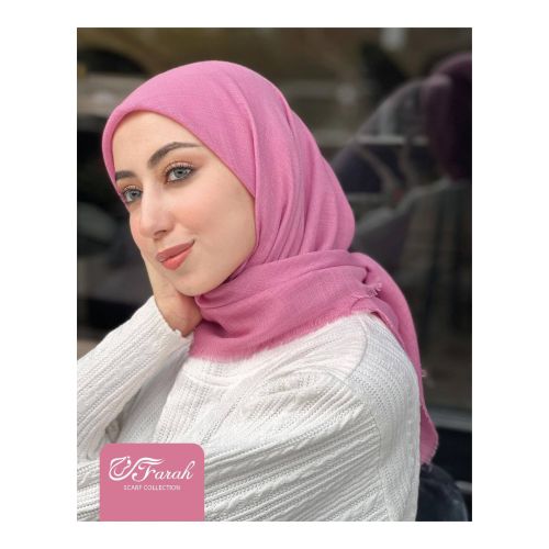 [CLBW-600870] Elegant Turkish Linen Scarf Hijab - Solid Color Square, 95 x 95 cm - Muted Pink