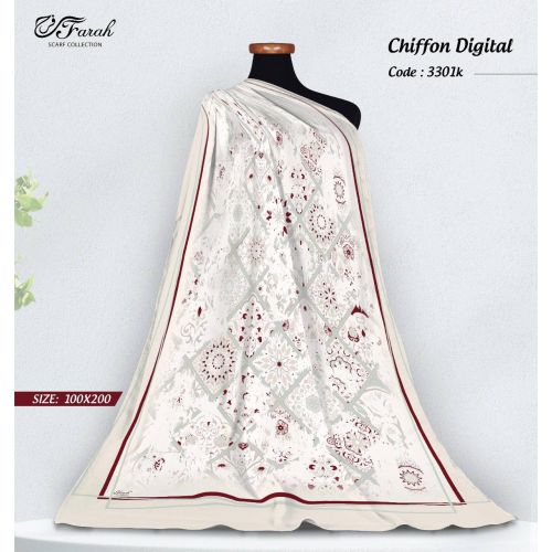 [CLBW-601181] Printed Chiffon Khimar Scarf Hijab - 200cm: Stylish Elegance for Every Occasion - Style-9