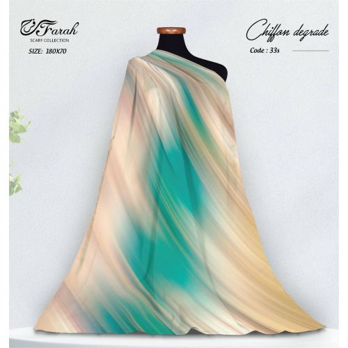[CLBW-601327] Elegant Chiffon Hijab Scarf with Printed Gradient - 180 x 70 cm - Style-27