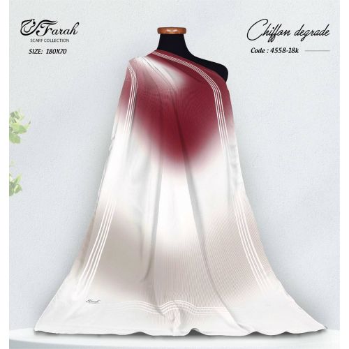 [CLBW-601332] Elegant Chiffon Hijab Scarf with Printed Gradient - 180 x 70 cm - Style-32
