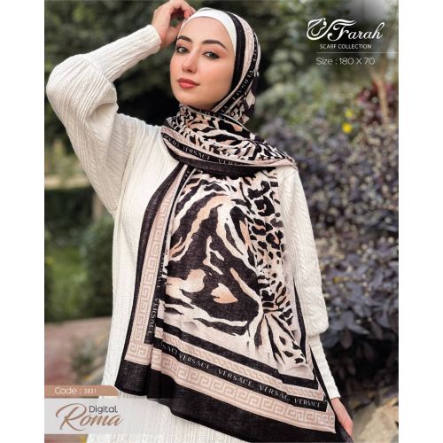 [CLBW-601758] Roma Comfort Line Scarf Hijab Printed 180 cm - Elevate Your Style with Elegance and Ease Style-8