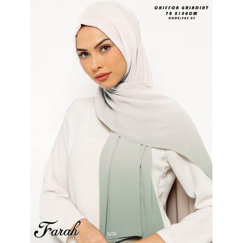 [CLBW-602146] 3D Printed Chiffon Hijab Scarf Gradient 180 x 70 cm Scarf - Style-3