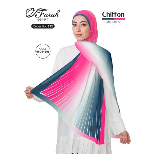 [CLBW-602160] 3D Printed Chiffon Hijab Scarf Gradient 180 x 70 cm Scarf - Style-2