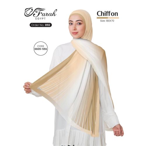 [CLBW-602164] 3D Printed Chiffon Hijab Scarf Gradient 180 x 70 cm Scarf - Style-6