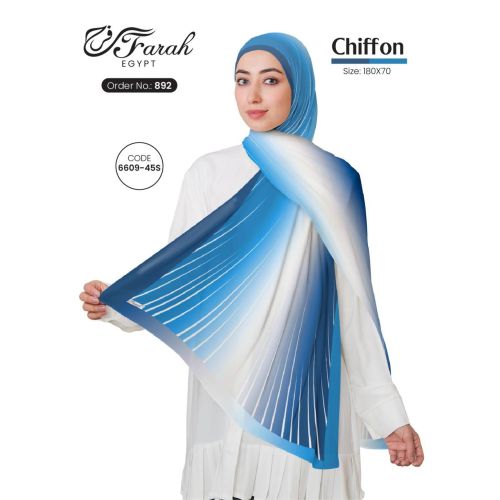 [CLBW-602174] 3D Printed Chiffon Hijab Scarf Gradient 180 x 70 cm Scarf - Style-16