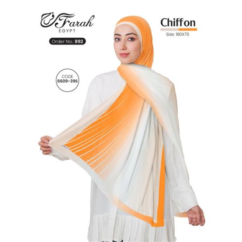 [CLBW-602180] 3D Printed Chiffon Hijab Scarf Gradient 180 x 70 cm Scarf - Style-22