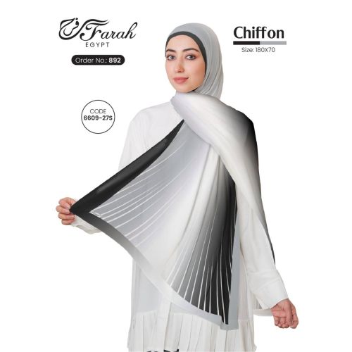 [CLBW-602190] 3D Printed Chiffon Hijab Scarf Gradient 180 x 70 cm Scarf - Style-32