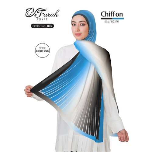 [CLBW-602195] 3D Printed Chiffon Hijab Scarf Gradient 180 x 70 cm Scarf - Style-37