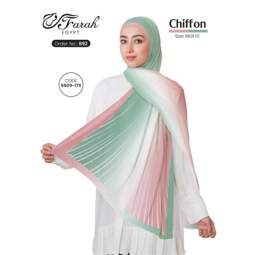 [CLBW-602200] 3D Printed Chiffon Hijab Scarf Gradient 180 x 70 cm Scarf - Style-42