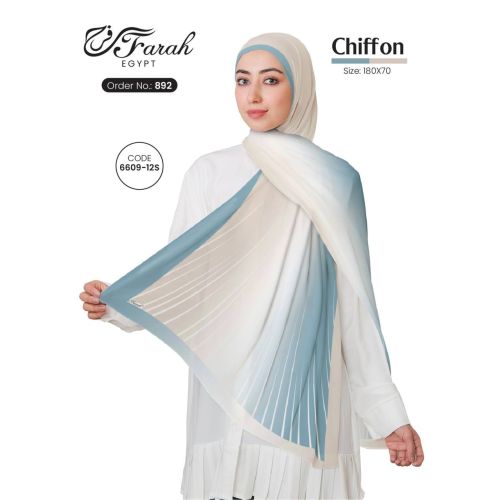 [CLBW-602204] 3D Printed Chiffon Hijab Scarf Gradient 180 x 70 cm Scarf - Style-46