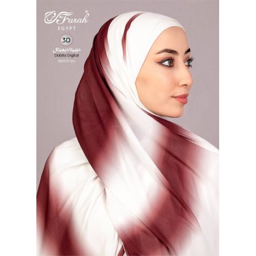 [CLBW-602225] 3D Printed Dubetta Chiffon Hijab Scarf Gradient 180*70 cm Scarf - Style-10